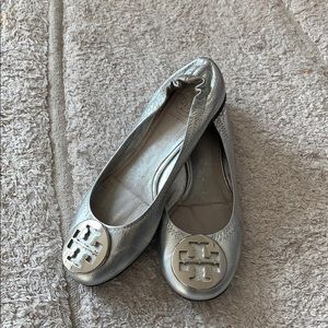 Tory Burch Metallic Silver Reva Flats